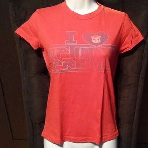 Mighty Fine I Love Optimus Prime Red Babydoll Tee
